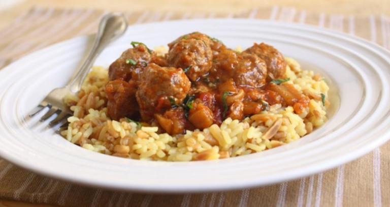 ittle Lamb Meatballs in a Spicy Eggplant Tomato Sauce